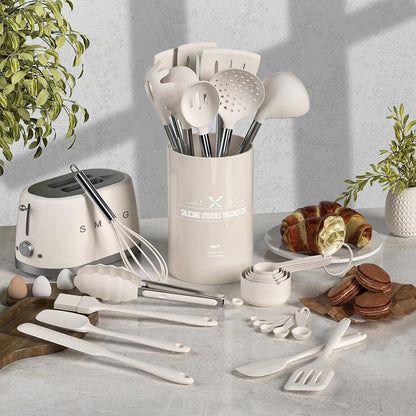 Silikon Küchenhelfer Set 34-teilig Utensilienhalter Antihaft