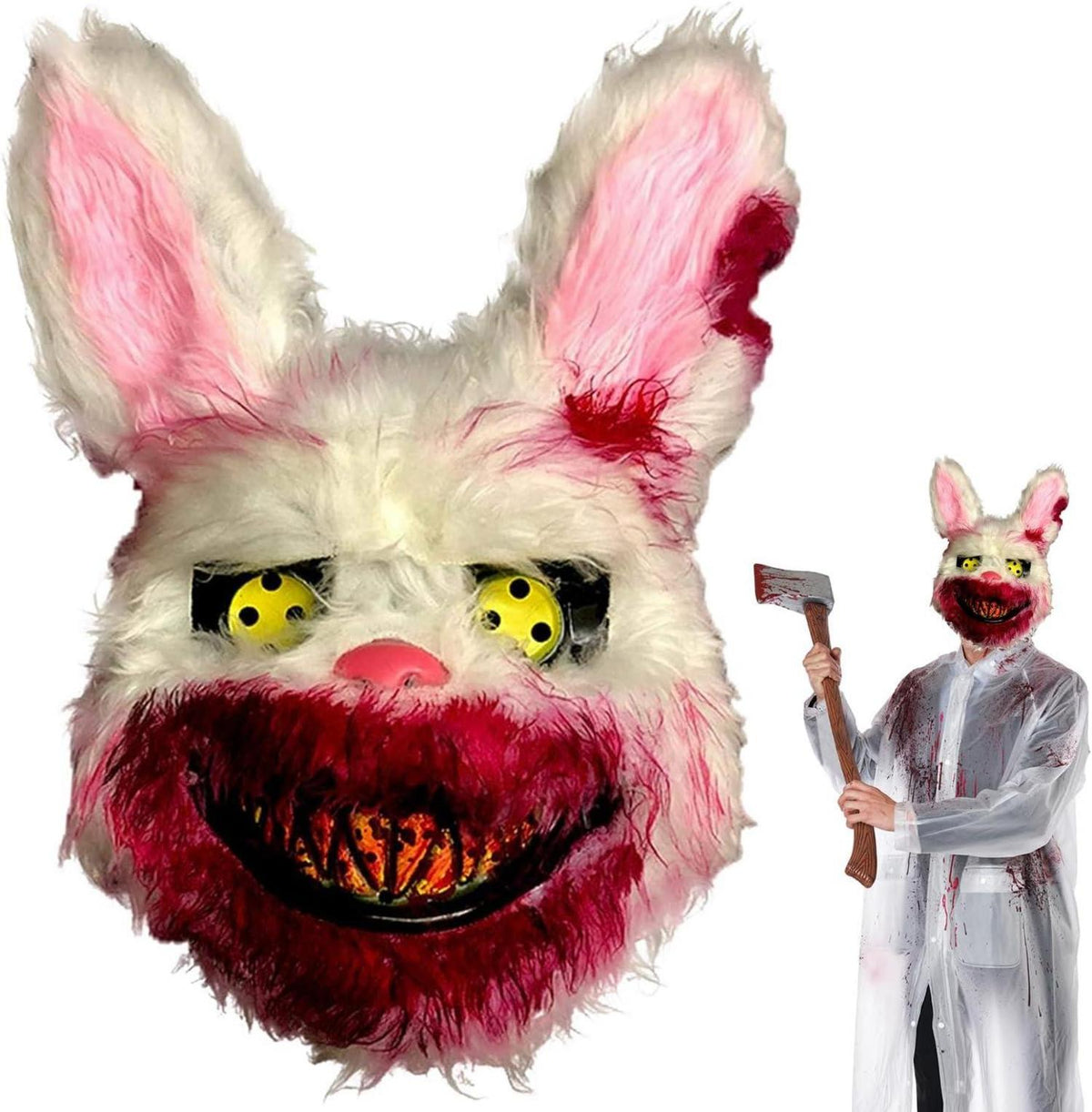 Blutige Kaninchen Halloween Maske Horror Hasenmaske für Kinder und