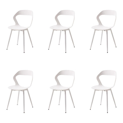 Moderner Esszimmerstuhl 6er-Set, Weiß + Weiß, Skandinavischer Stil