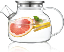 Glas Teekanne 900ml mit Edelstahldeckel und Teesieb