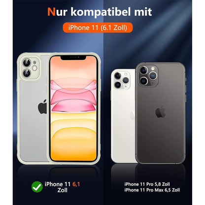 iPhone 11 Hülle mit Panzerglas, Rundumschutz, Weiß