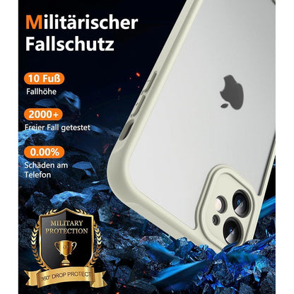 iPhone 11 Hülle mit Panzerglas, Rundumschutz, Weiß