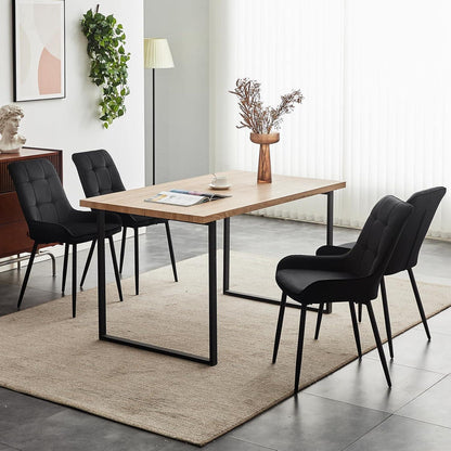 Samt Esszimmerstühle 2er Set mit gepolstertem Sitz & Metallbeinen