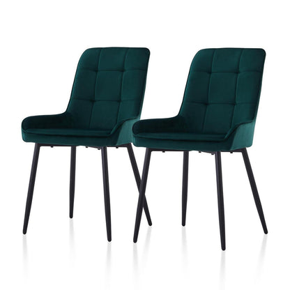 Samt Esszimmerstühle 2er Set – Gepolstert, Grün