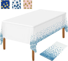 Party Tischdecke Kunststoff weiß blau 137 x 274 cm Punkte Konfetti