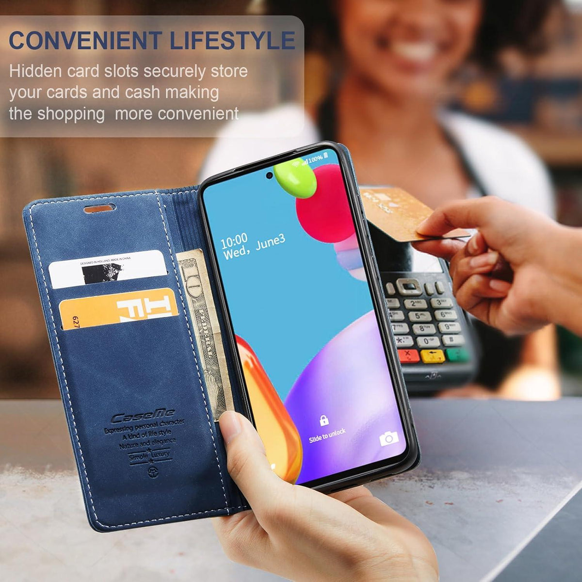 Handyhülle Samsung Galaxy A52S 5G Flip Case Leder Blau
