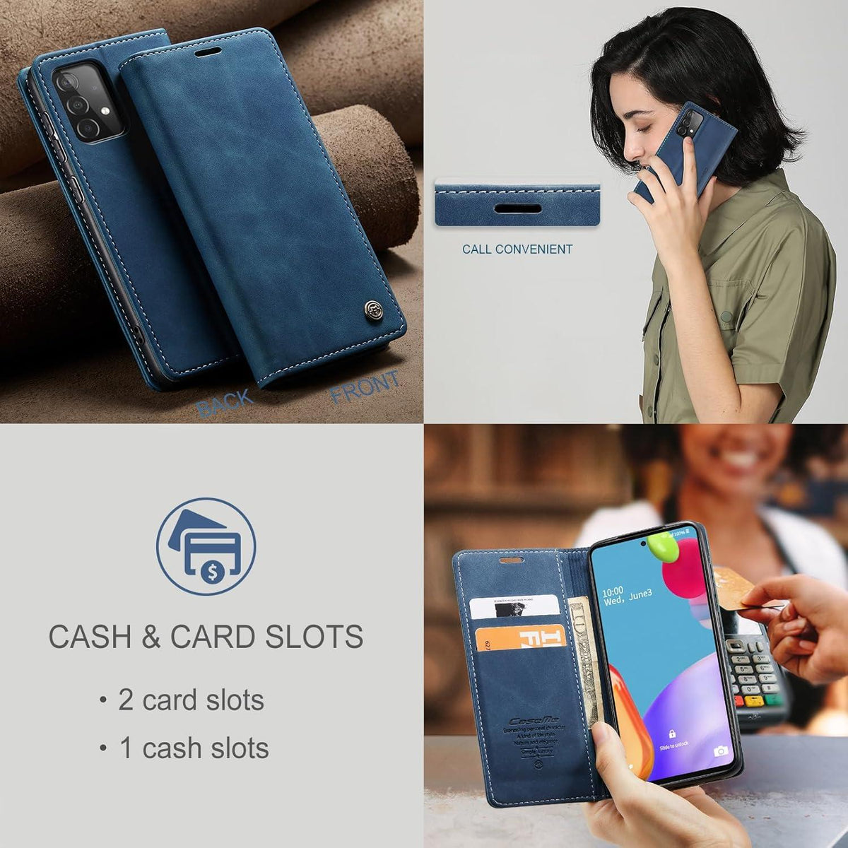 Handyhülle Samsung Galaxy A52S 5G/A52 Leder Blau Magnet Standfunktion