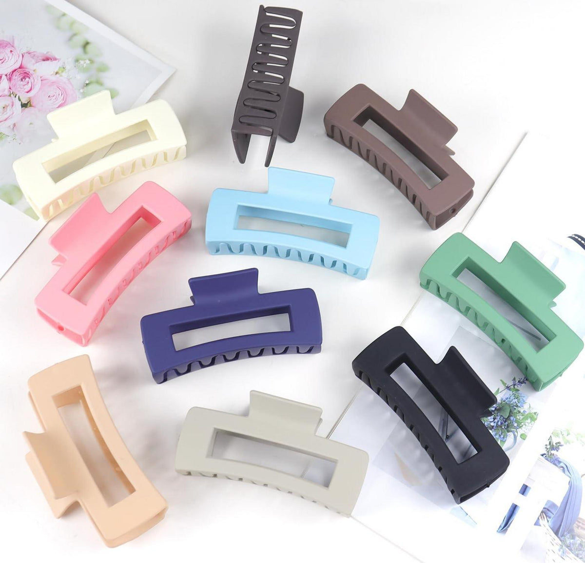 Große Haarklammer Damen Haarspangen Set bunt rutschfest 10 Stück Claw Clip