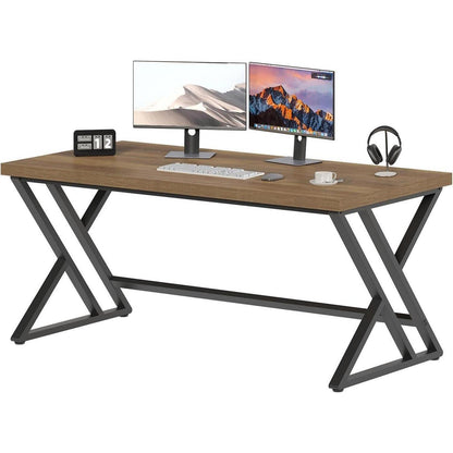 Großer Schreibtisch Metall Holz 152cm für Home Office & Lernen