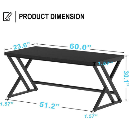Schreibtisch Metall Holz 152cm Schwarz | Moderner Arbeitsplatz mit viel Platz