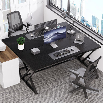 Schreibtisch Metall Holz 152cm Schwarz | Moderner Arbeitsplatz mit viel Platz