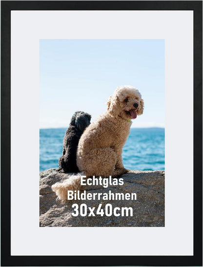 Bilderrahmen 30x40cm Echtglas Holz Rahmen mdf Fotorahmen DIN A4