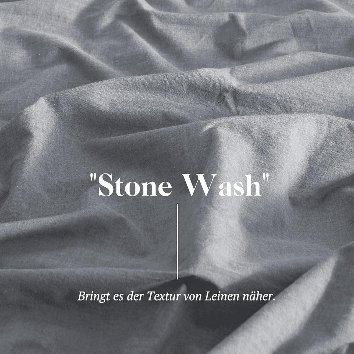 Bettwäsche Baumwolle Stone Washed-Look 220x240cm Grau 3tlg