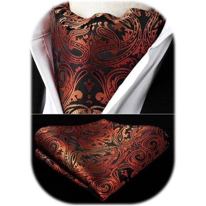Ascot Krawattenschal & Einstecktuch Set Herren Gold Paisley