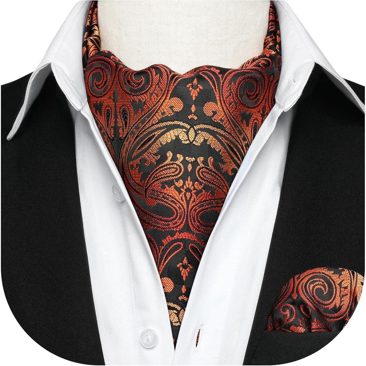 Ascot Krawattenschal & Einstecktuch Set Herren Gold Paisley