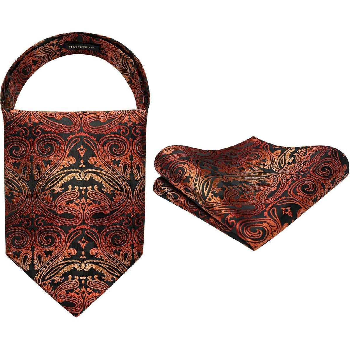 Ascot Krawattenschal & Einstecktuch Set Herren Gold Paisley