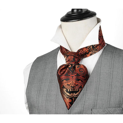 Ascot Krawattenschal & Einstecktuch Set Herren Gold Paisley