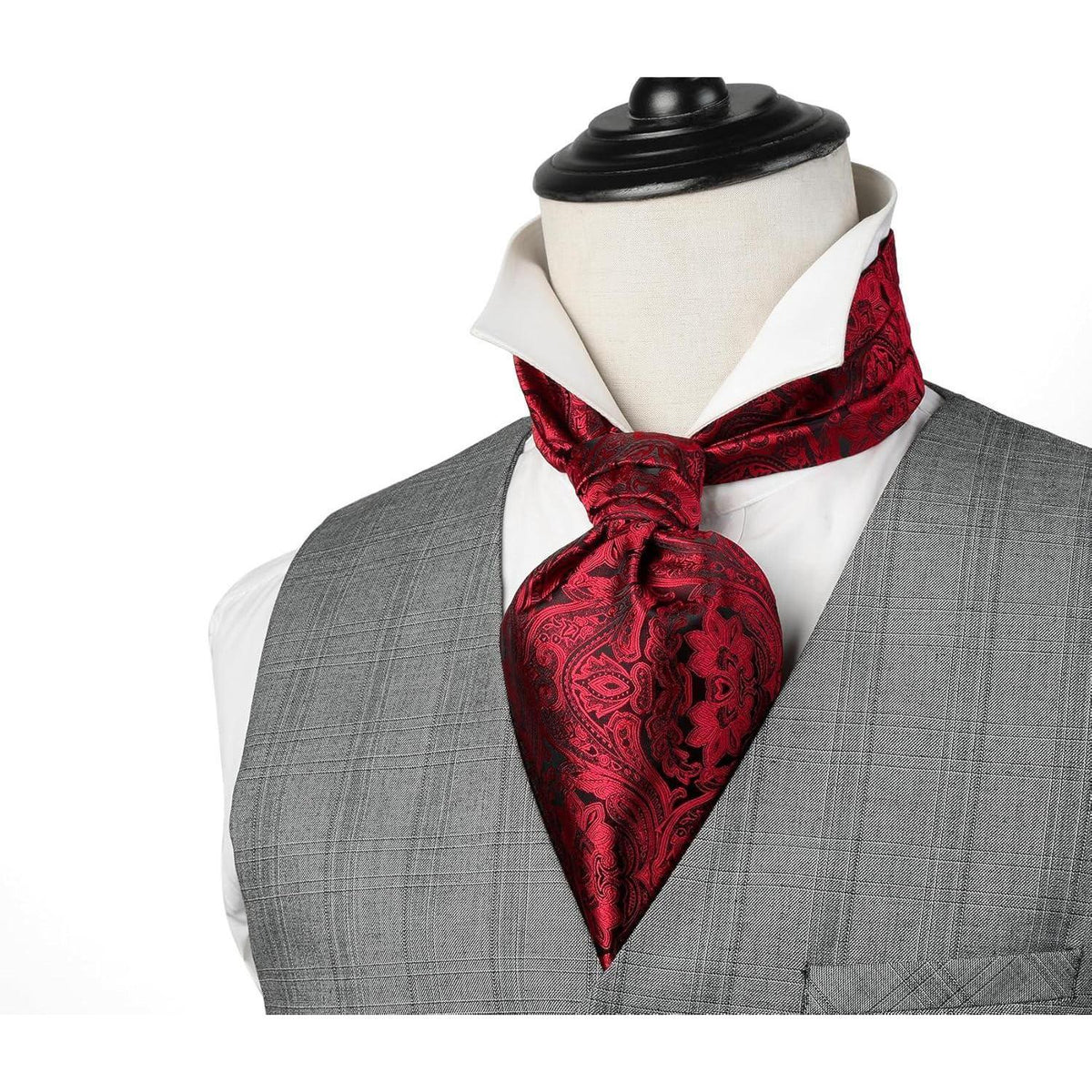 Herren Krawattenschal & Einstecktuch Set Rot Paisley