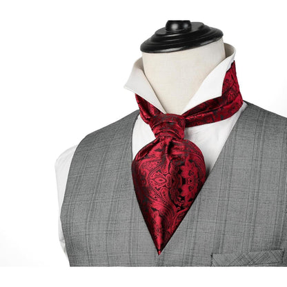 Herren Krawattenschal & Einstecktuch Set Rot Paisley