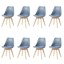 Esszimmerstuhl Set 8er Blau – Massivholzbeine & Abnehmbar