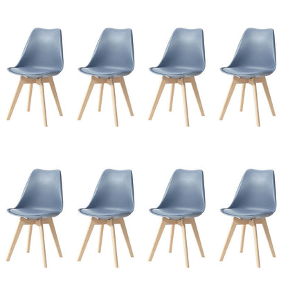 Esszimmerstuhl Set 8er Blau – Massivholzbeine & Abnehmbar