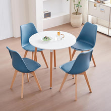 Esszimmerstuhl Set 8er Blau – Massivholzbeine & Abnehmbar