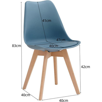 Esszimmerstuhl Set 8er Blau – Massivholzbeine & Abnehmbar