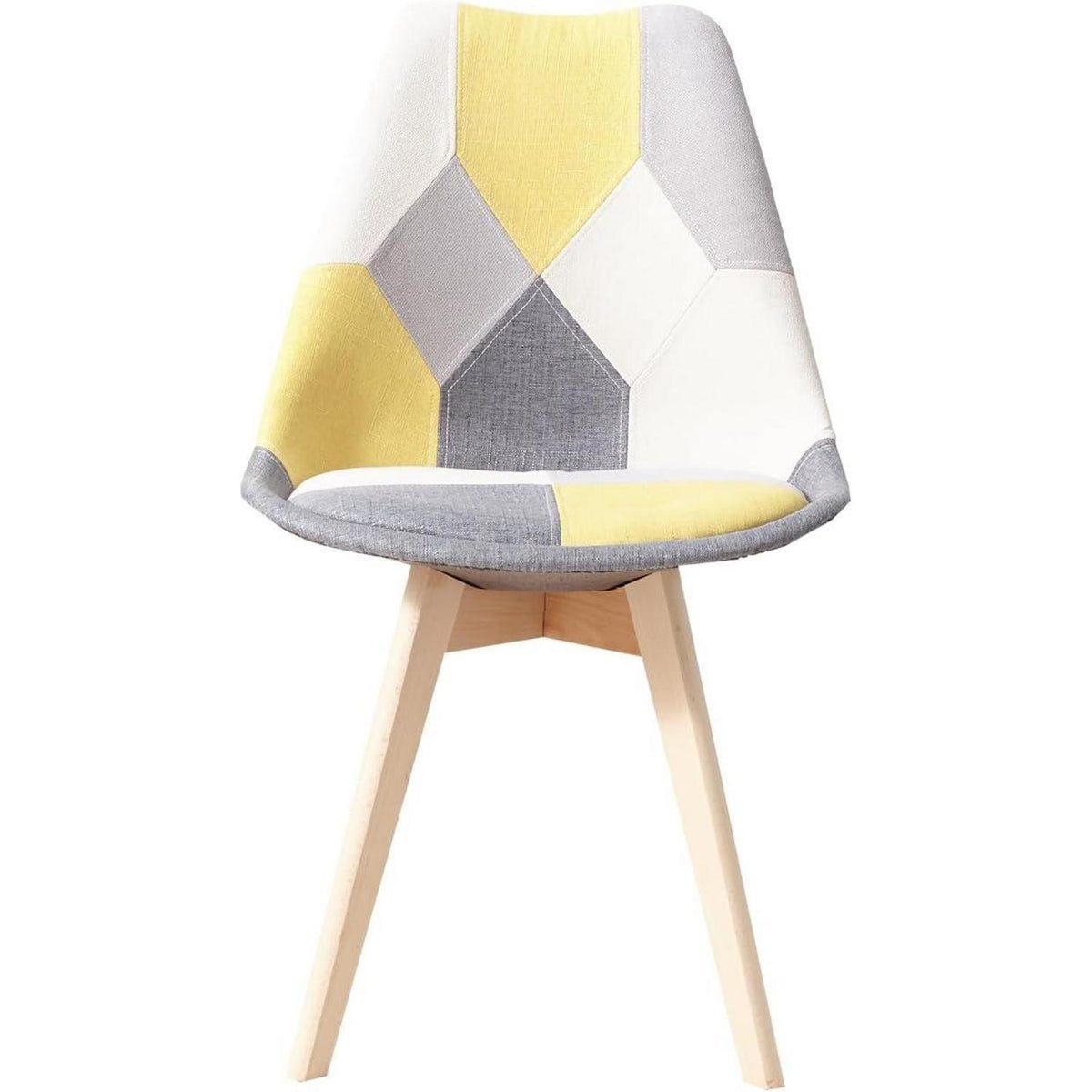 Patchwork Esszimmerstühle Set (8) – Gelb mit Sitzkissen