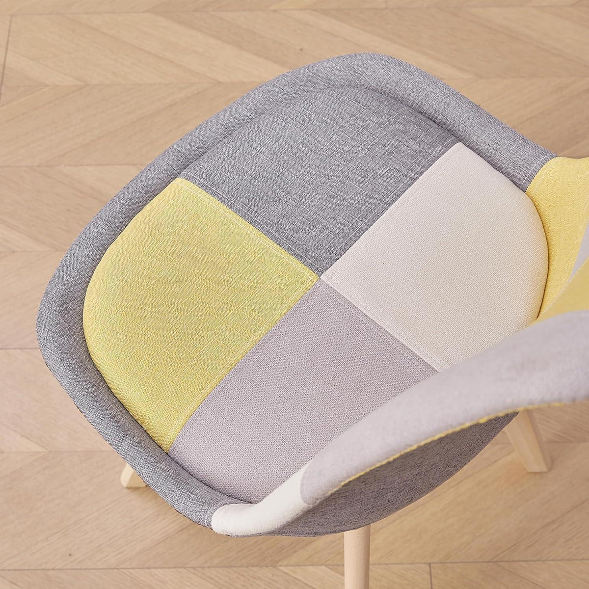 Patchwork Esszimmerstühle Set (6) – Gelb mit Sitzkissen