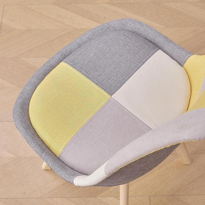 Patchwork Esszimmerstühle Set (6) – Gelb mit Sitzkissen