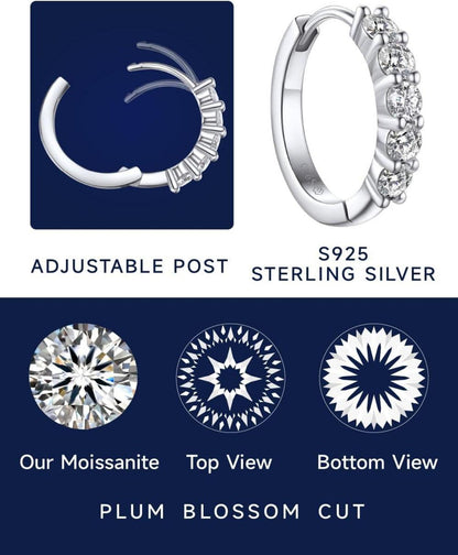 Moissanit Creolen Silber 925 2 Karat Diamant Ohrringe Hängend Giftbox