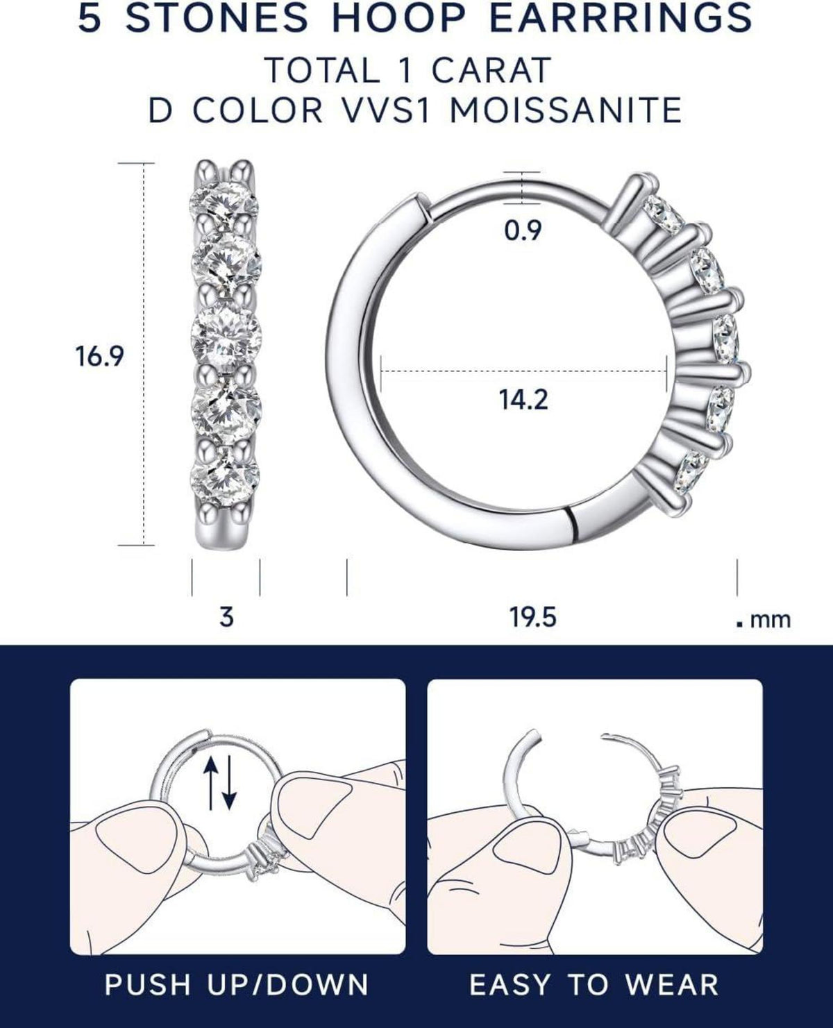 Creolen Moissanite Diamant Ohrringe Silber 925 Geschenkbox