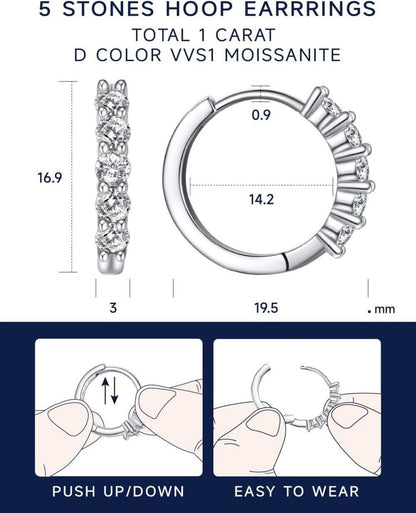Creolen Moissanite Diamant Ohrringe Silber 925 Geschenkbox