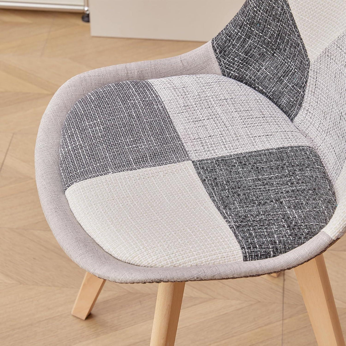Patchwork Esszimmerstühle Set (2) Grau mit Sitzkissen