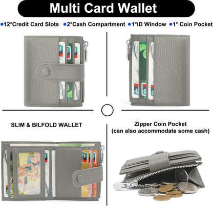 RFID Damen Geldbörse Leder Portemonnaie Kreditkartenetui Münzfach