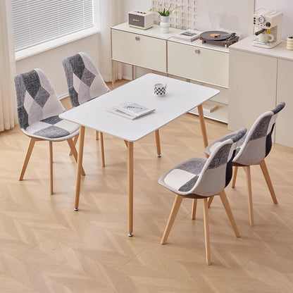 Patchwork Esszimmerstühle Set Grau | Bequeme Sitzkissen & Massivholz