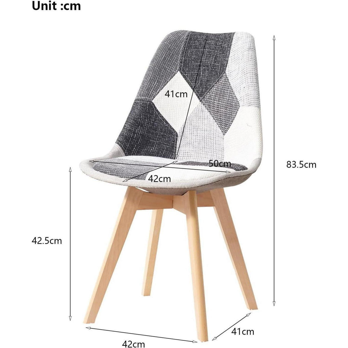 Patchwork Esszimmerstühle Set Grau | Bequeme Sitzkissen & Massivholz