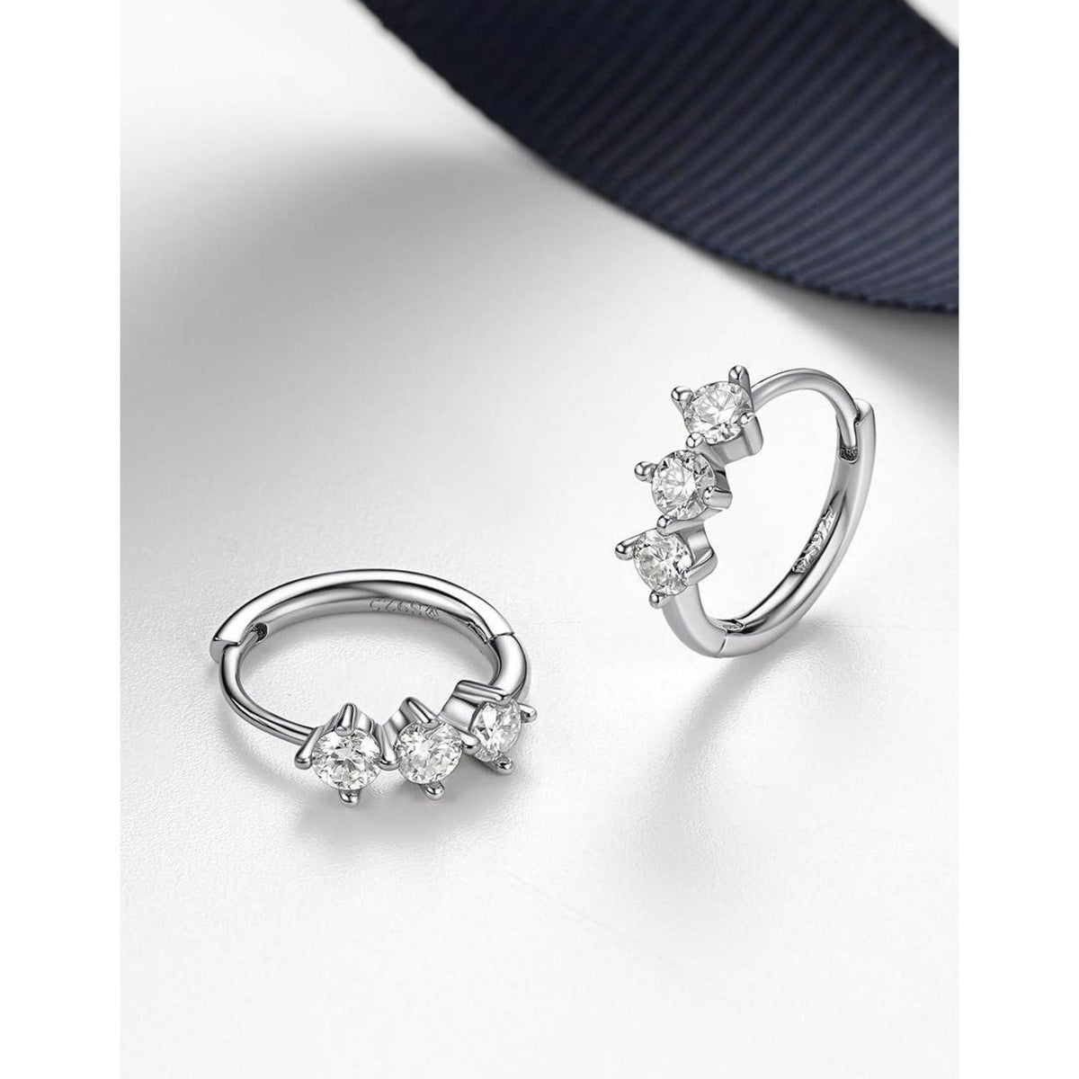 Creolen mit Moissanit Diamant Anhänger, Silber 925, Romantisches Geschenk