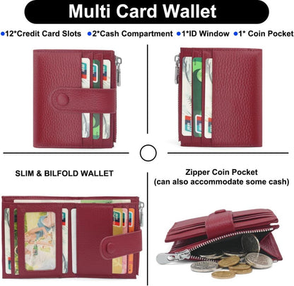 RFID Damen Geldbörse Leder Mini Portemonnaie Kartenetui Münzfach