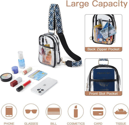 Durchsichtige Bauchtasche Damen Transparente Umhängetasche Schwarz
