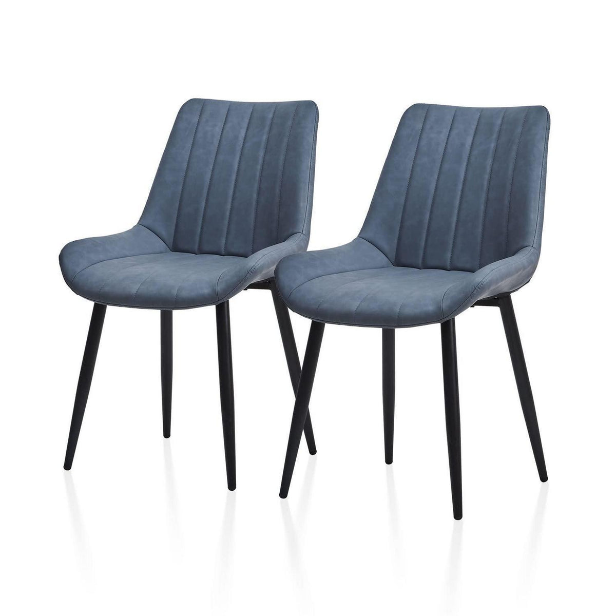 Esszimmerstühle Set 2 Blau, Bequeme Polsterstühle in Lederoptik