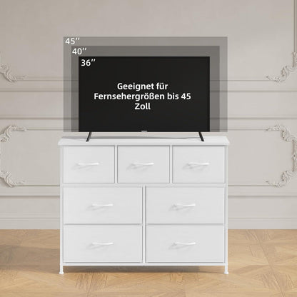 Somdot Kommode mit 7 Stoffschubladen, Weiß