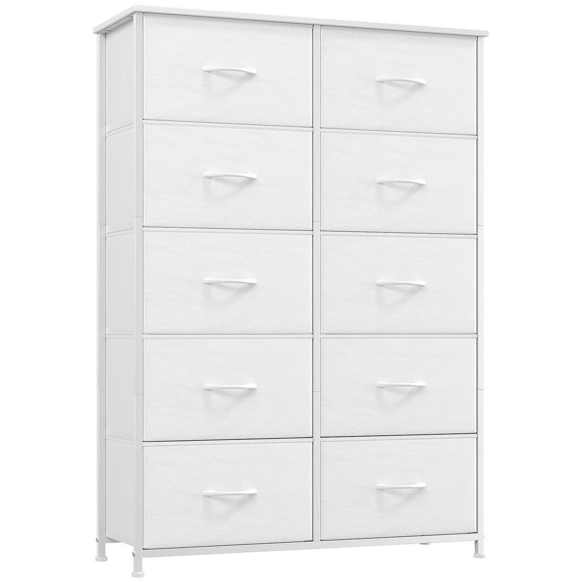 Kommode mit 10 Stoffschubladen, Weiß – Schlafzimmer Organizer