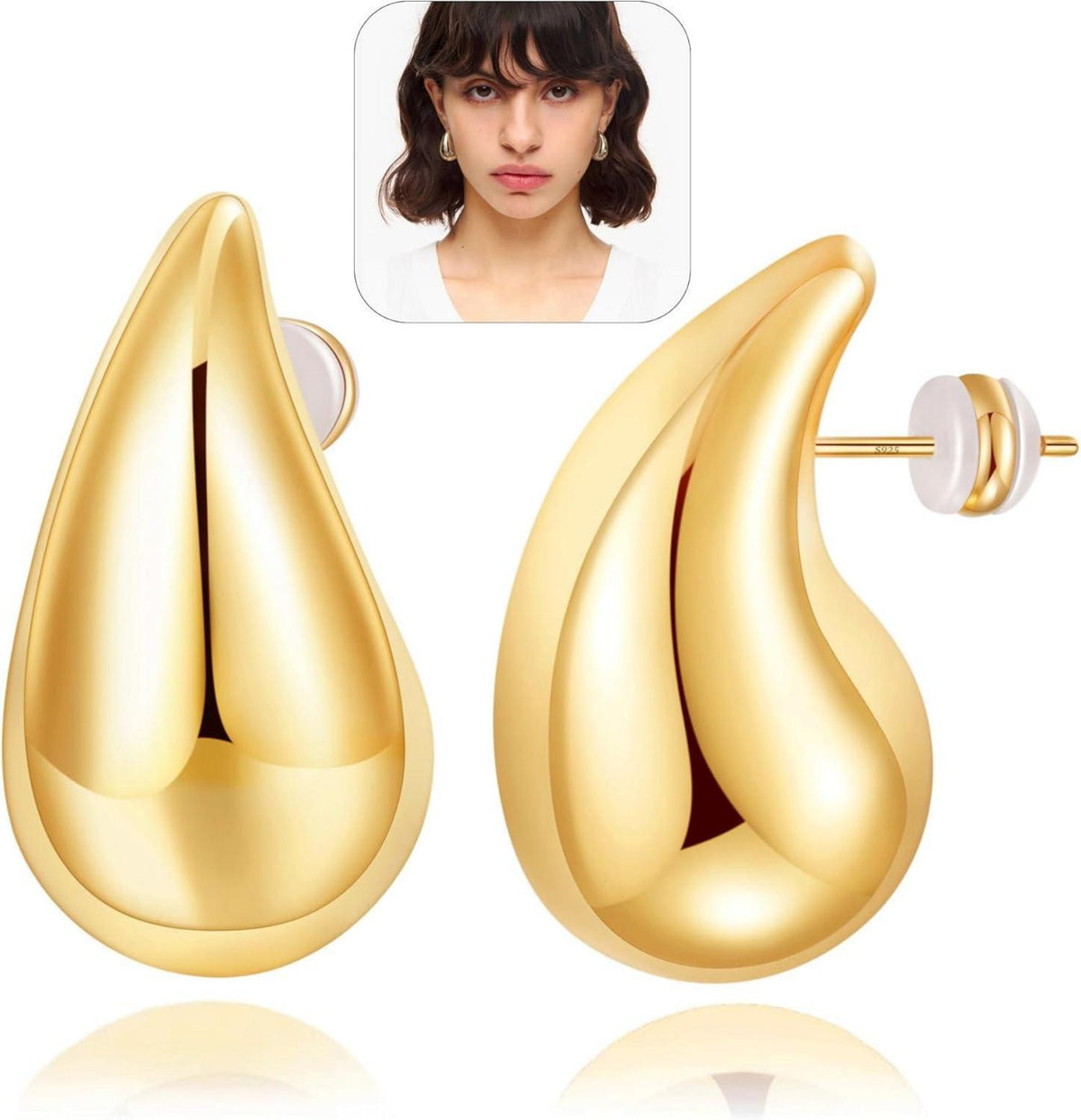 Chunky Goldene Ohrringe Damen Waterdrops 20mm Gold