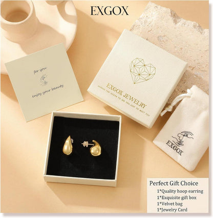 18K Chunky Goldene Ohrringe Damen Hypoallergene Waterdrops Hollow Gold