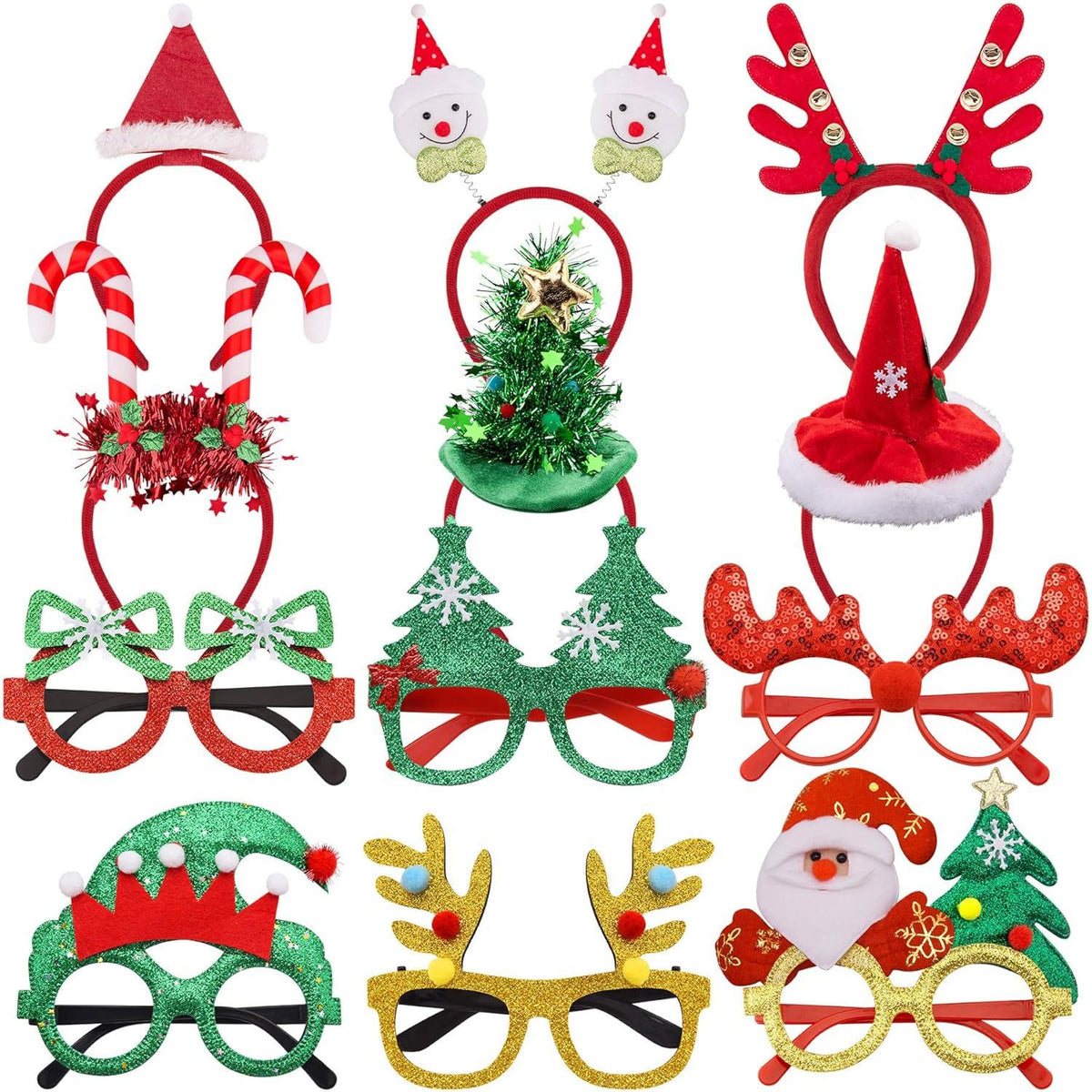 12er Set Weihnachten Haarreifen Brillen Rahmen, Weihnachts Party