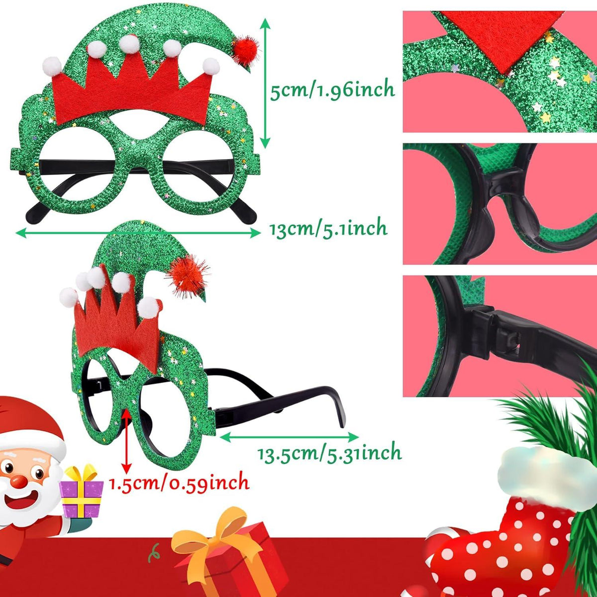 12er Set Weihnachten Haarreifen Brillen Rahmen, Weihnachts Party