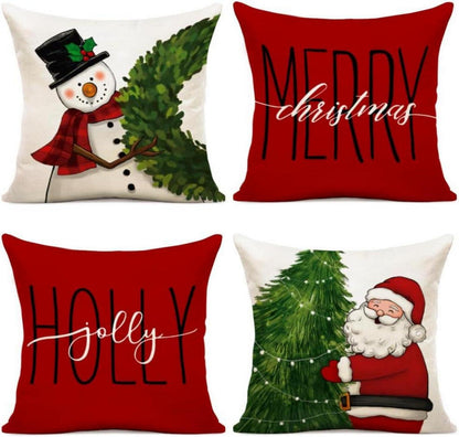 Kissenbezug Weihnachten Set Dekokissen Leinen Couch 40x40 cm