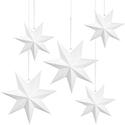 Faltsterne Weihnachtsdekoration Papiersterne 5er Set 7 Zacken 2 x 25cm
