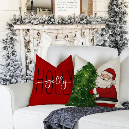 Weihnachten Kissenbezug 50x50 4er Set Leinen Deko Sofa Schlafzimmer
